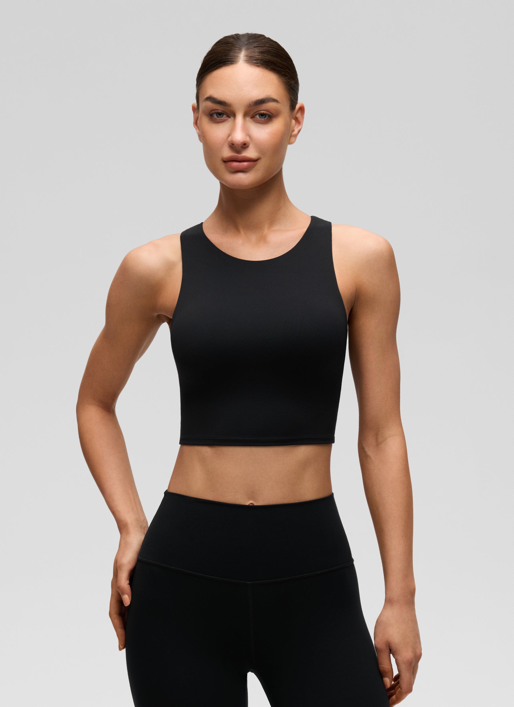 CRZ YOGA Damen Butterluxe Racerback Gepolstert Ohne Bügel Sport BH Schwarz