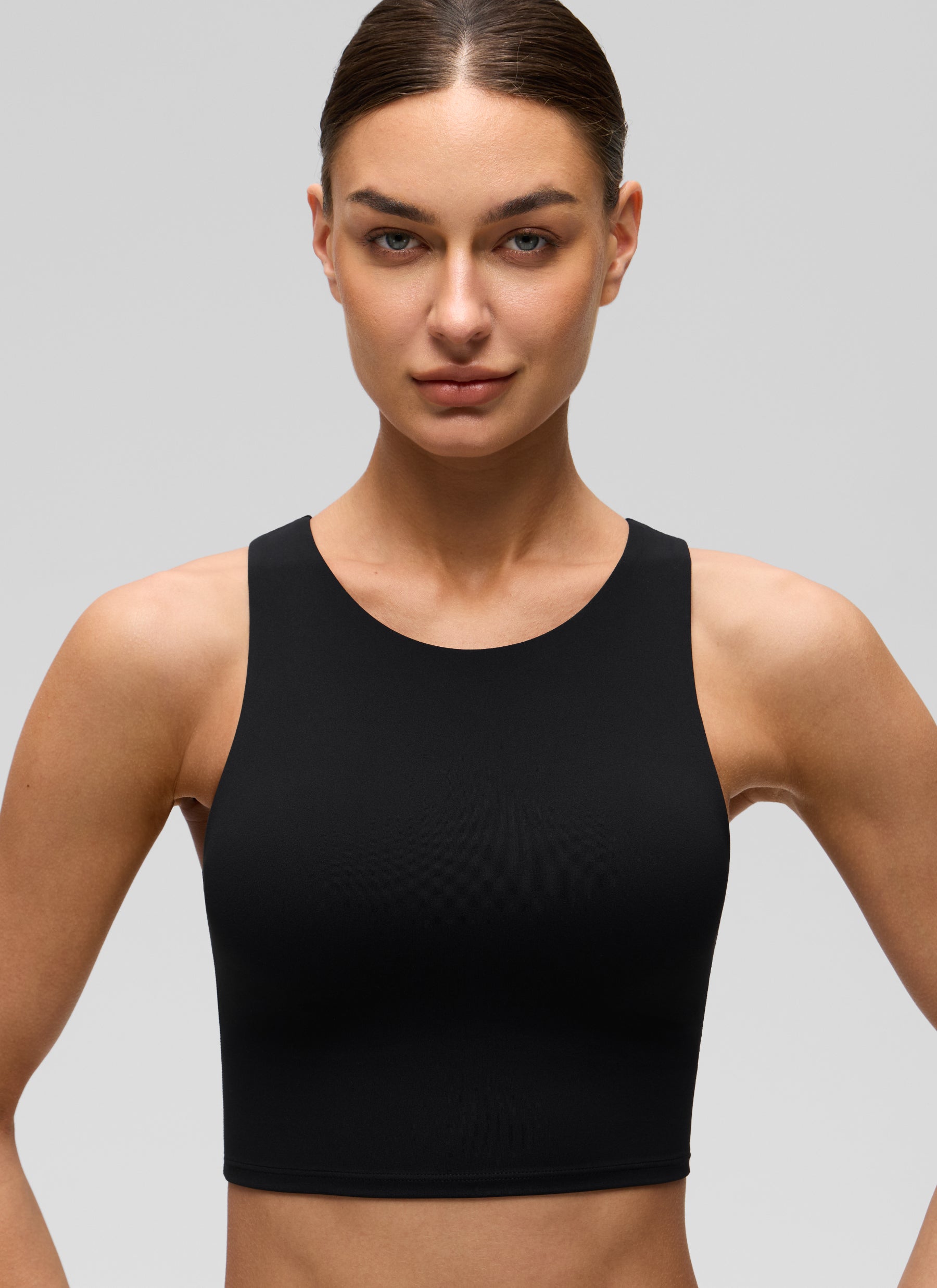 CRZ YOGA Damen Butterluxe Racerback Gepolstert Ohne Bügel Sport BH Schwarz