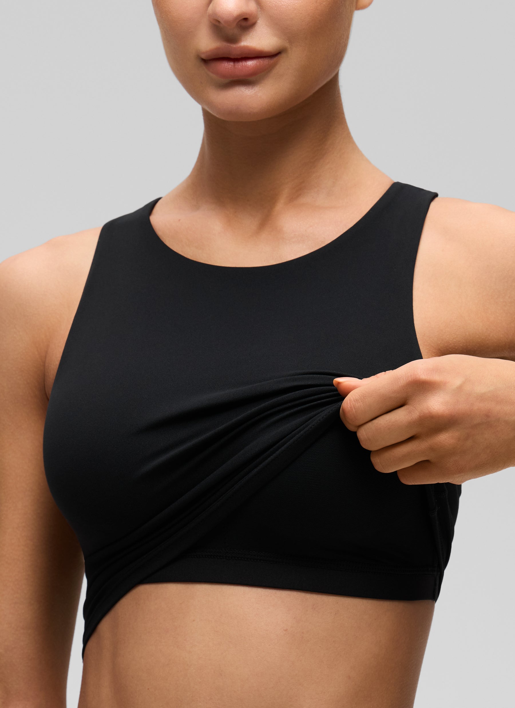 CRZ YOGA Damen Butterluxe Racerback Gepolstert Ohne Bügel Sport BH Schwarz