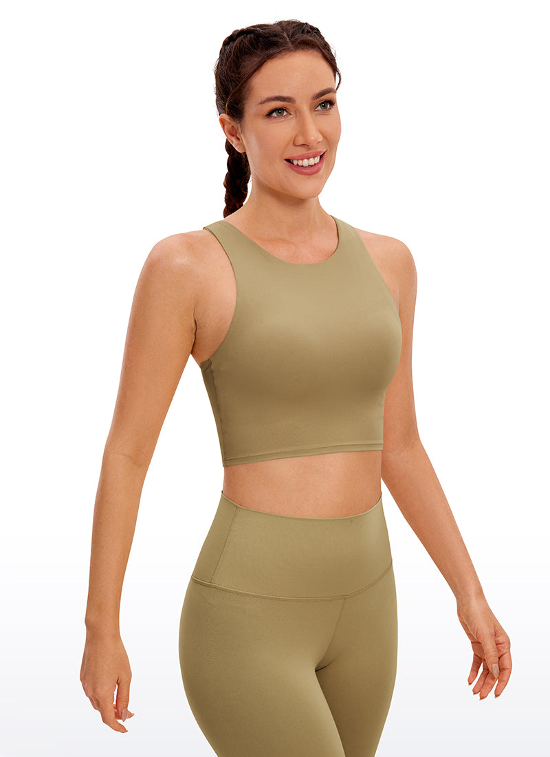 CRZ YOGA Damen Butterluxe Racerback Gepolstert Ohne Bügel Sport BH Seele Braun