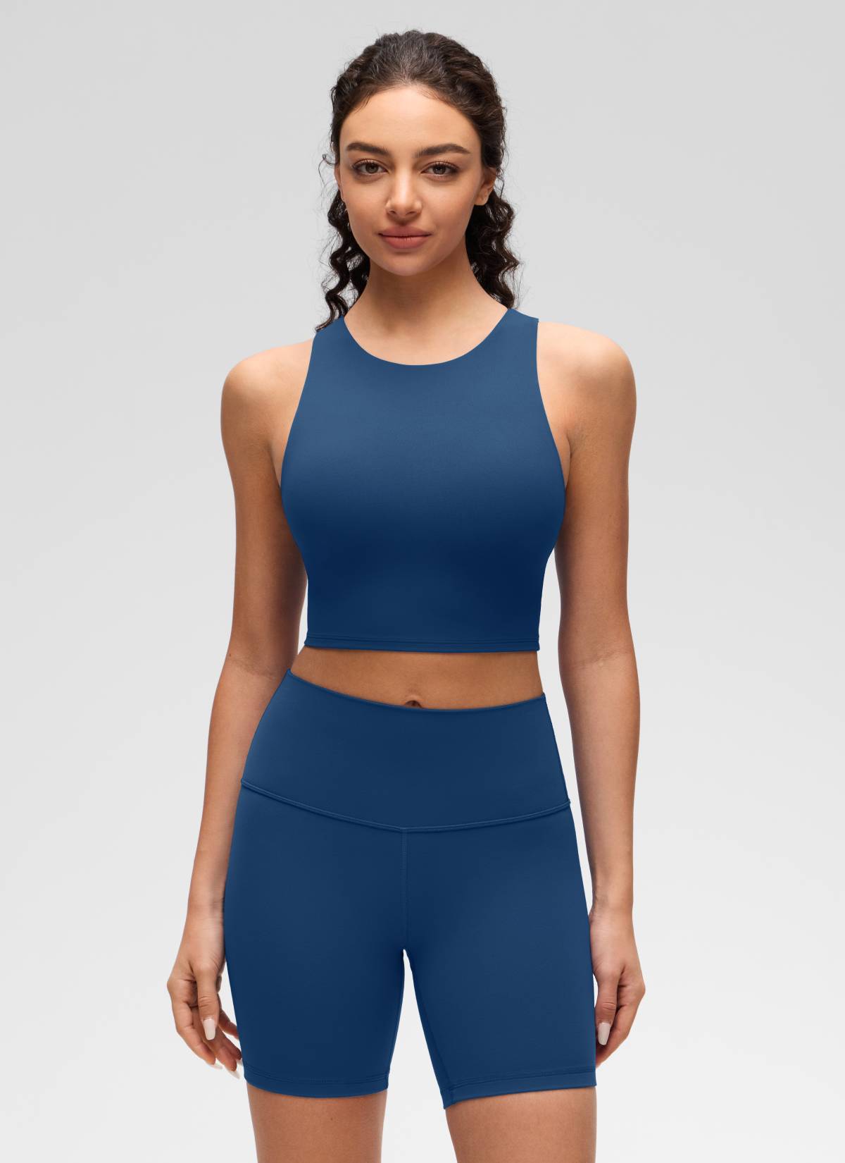 CRZ YOGA Damen Butterluxe Racerback Gepolstert Ohne Bügel Sport BH FRANZÖSISCHE MARINE
