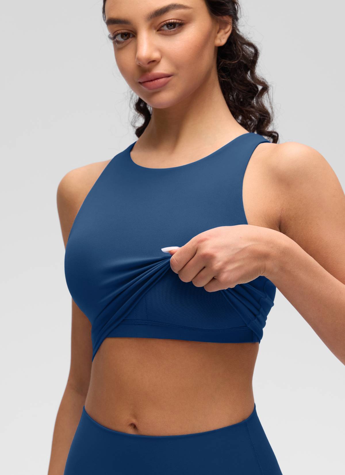 CRZ YOGA Damen Butterluxe Racerback Gepolstert Ohne Bügel Sport BH FRANZÖSISCHE MARINE