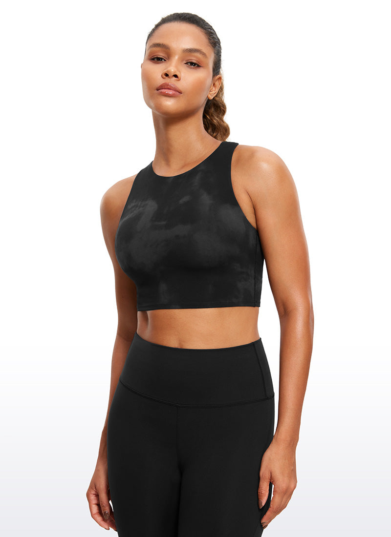 CRZ YOGA Damen Butterluxe Racerback Gepolstert Ohne Bügel Sport BH Schwarze Tie-Dye-Blumen