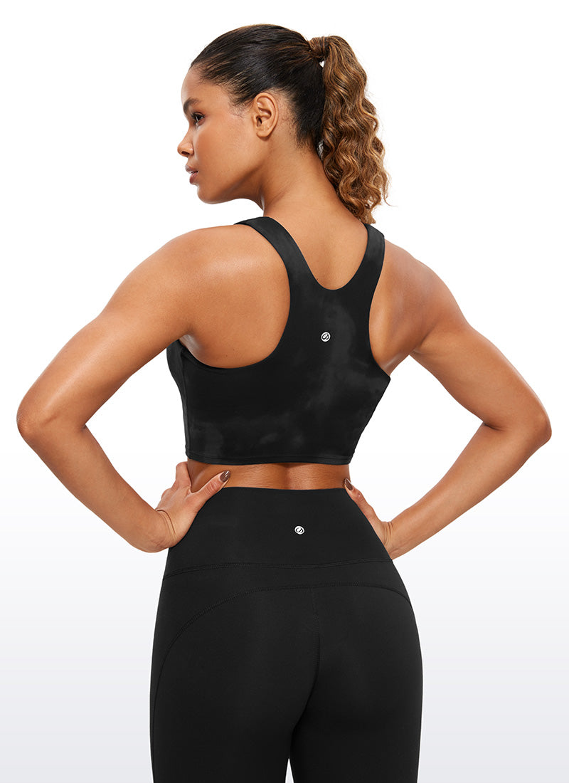 CRZ YOGA Damen Butterluxe Racerback Gepolstert Ohne Bügel Sport BH Schwarze Tie-Dye-Blumen