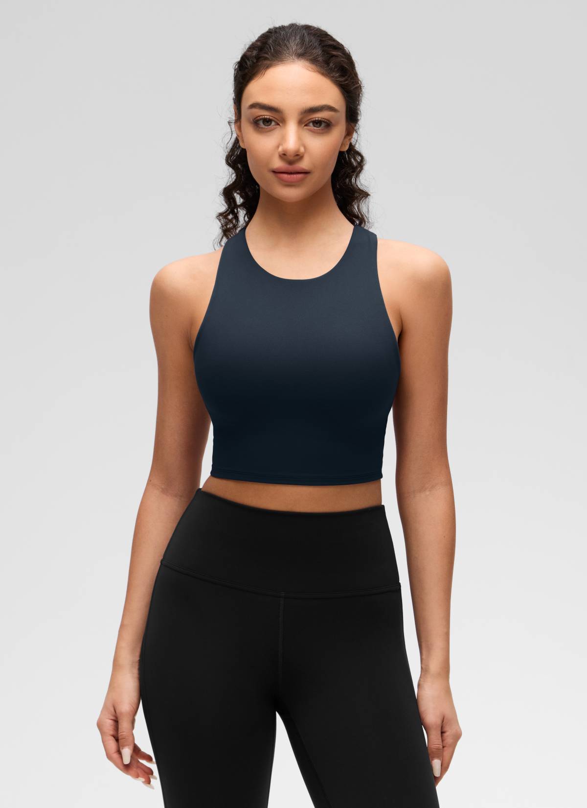 CRZ YOGA Damen Butterluxe Racerback Gepolstert Ohne Bügel Sport BH Echte Marine