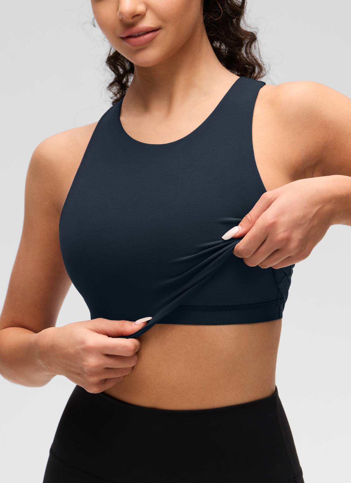 CRZ YOGA Damen Butterluxe Racerback Gepolstert Ohne Bügel Sport BH Echte Marine