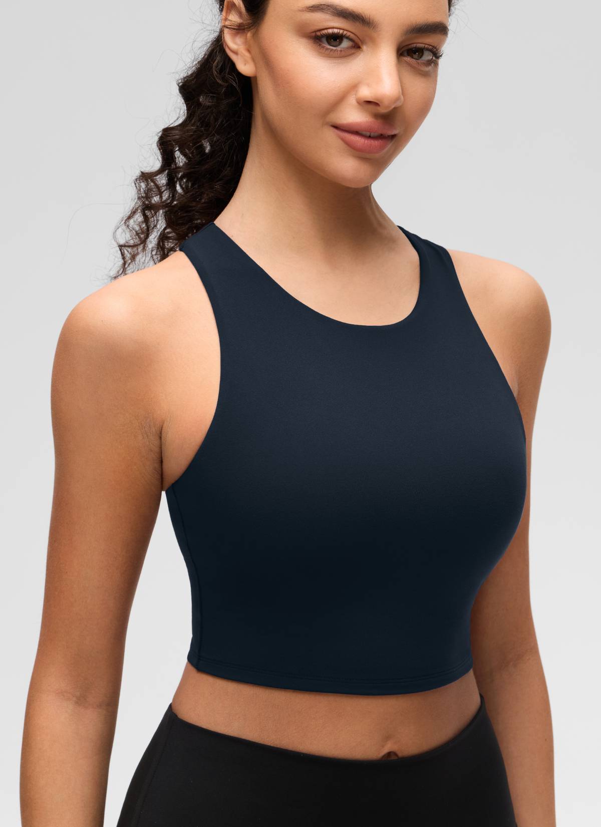 CRZ YOGA Damen Butterluxe Racerback Gepolstert Ohne Bügel Sport BH Echte Marine