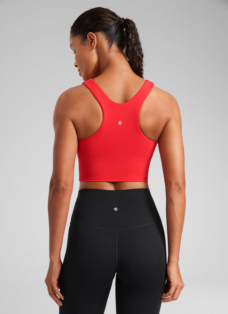 CRZ YOGA Damen Butterluxe Racerback Gepolstert Ohne Bügel Sport BH Tiefrot