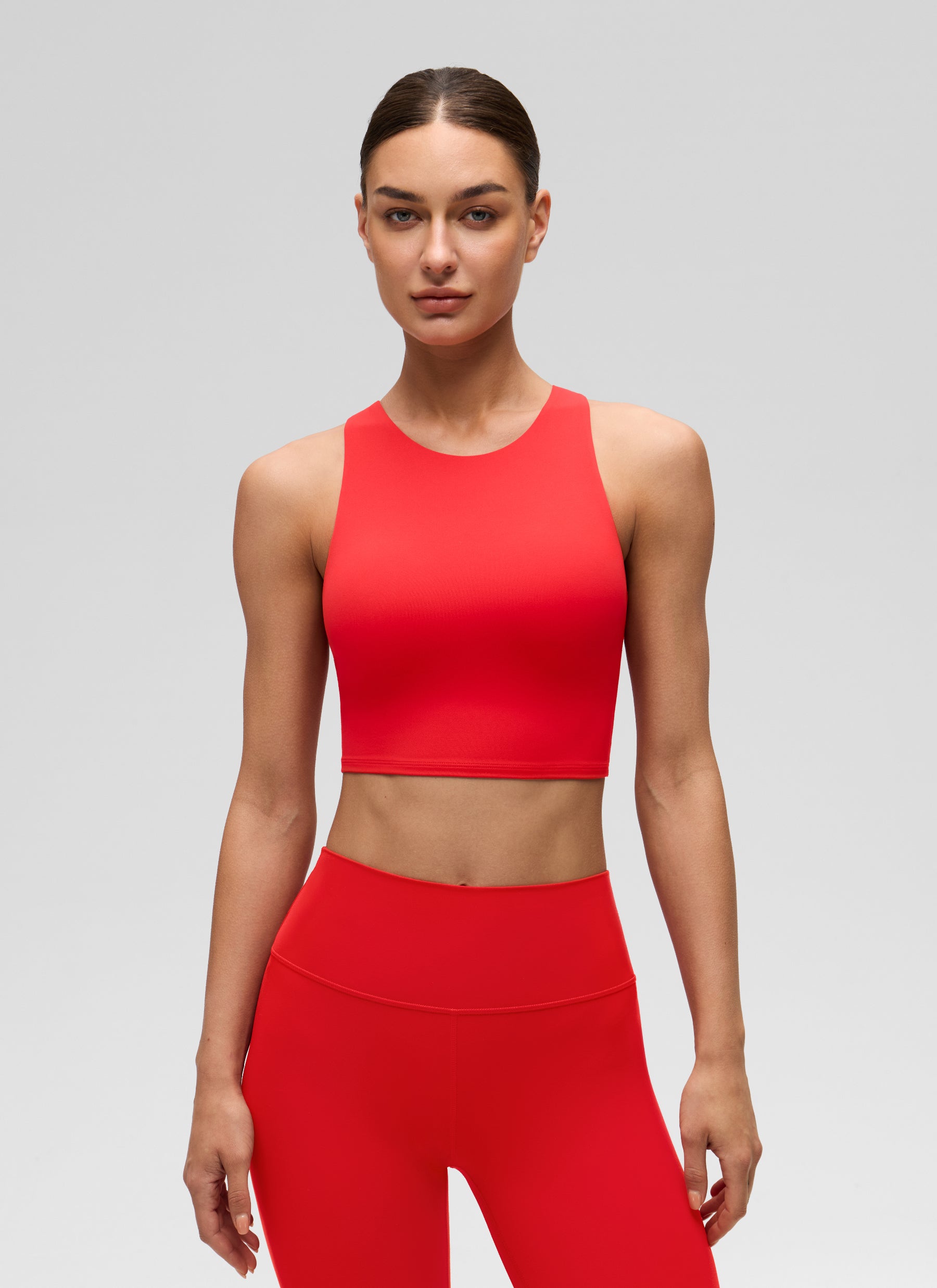 CRZ YOGA Damen Butterluxe Racerback Gepolstert Ohne Bügel Sport BH Tiefrot