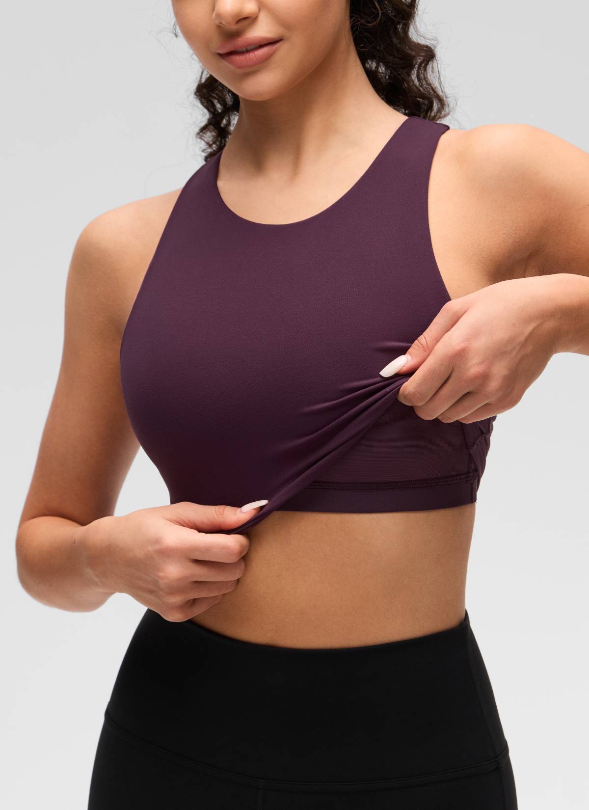 CRZ YOGA Damen Butterluxe Racerback Gepolstert Ohne Bügel Sport BH Dunkellila