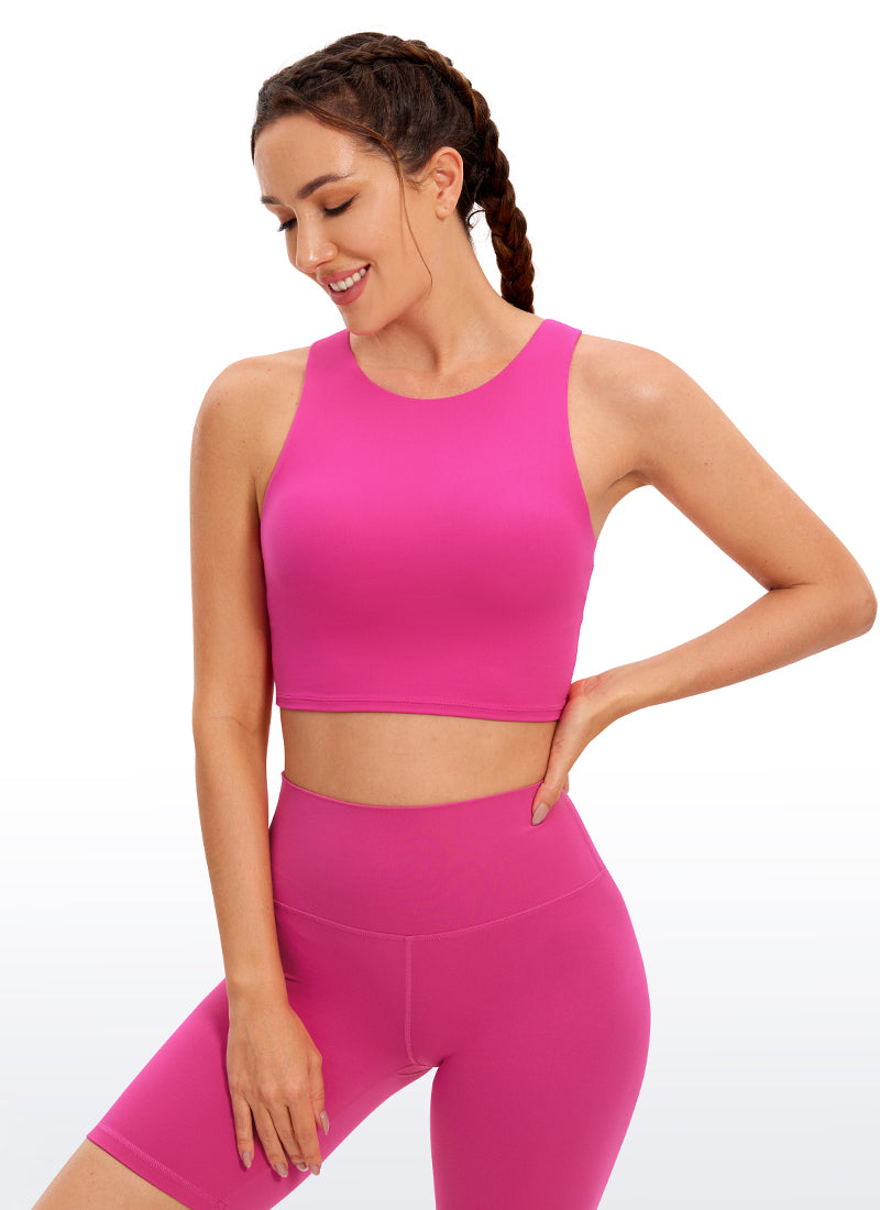 CRZ YOGA Damen Butterluxe Racerback Gepolstert Ohne Bügel Sport BH Hibiskus-Purpur