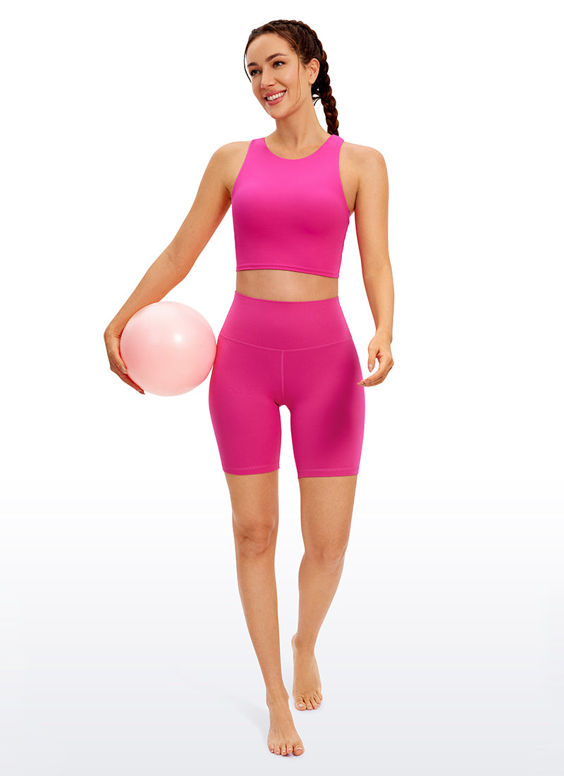 CRZ YOGA Damen Butterluxe Racerback Gepolstert Ohne Bügel Sport BH Hibiskus-Purpur