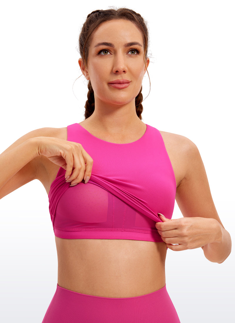 CRZ YOGA Damen Butterluxe Racerback Gepolstert Ohne Bügel Sport BH Hibiskus-Purpur