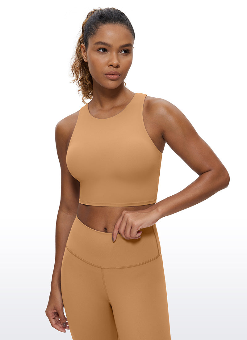 CRZ YOGA Damen Butterluxe Racerback Gepolstert Ohne Bügel Sport BH Doe Brown