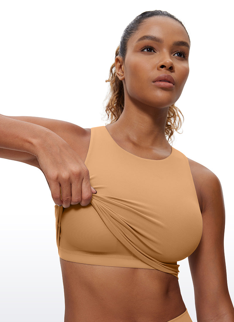 CRZ YOGA Damen Butterluxe Racerback Gepolstert Ohne Bügel Sport BH Doe Brown