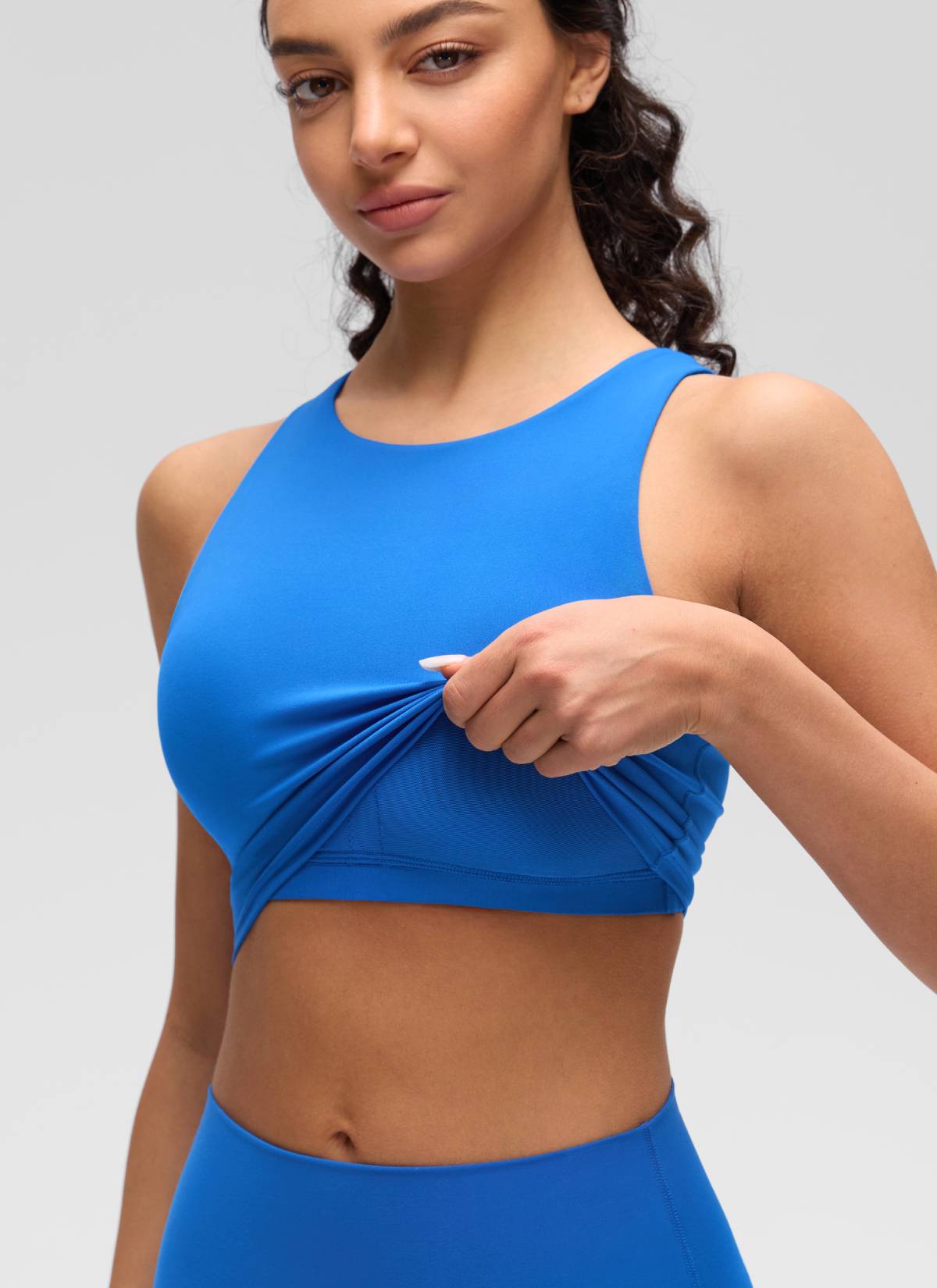 CRZ YOGA Damen Butterluxe Racerback Gepolstert Ohne Bügel Sport BH Funkelndes Blau