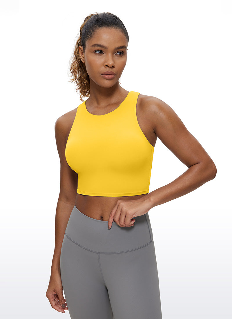 CRZ YOGA Damen Butterluxe Racerback Gepolstert Ohne Bügel Sport BH Gut Sichtbares Gelb