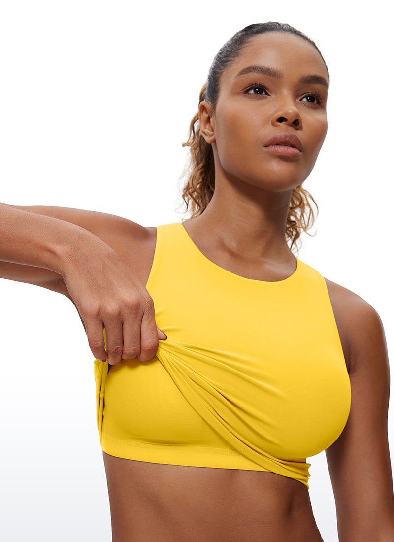 CRZ YOGA Damen Butterluxe Racerback Gepolstert Ohne Bügel Sport BH Gut Sichtbares Gelb