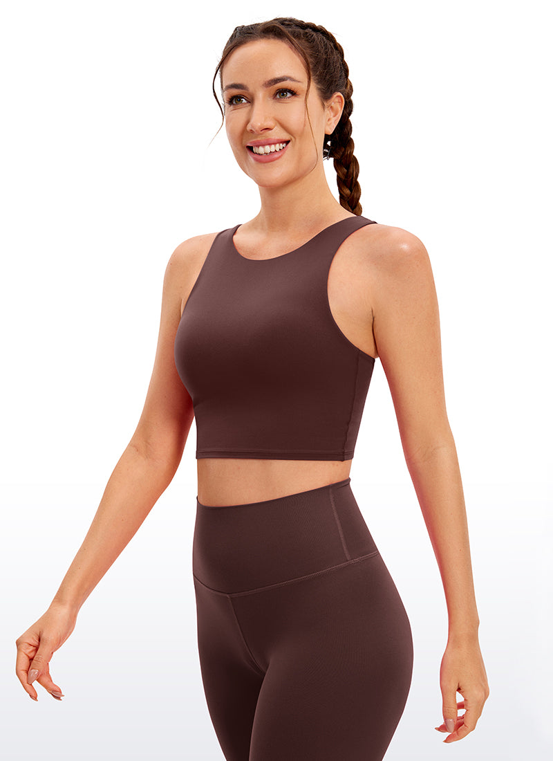 CRZ YOGA Damen Butterluxe Racerback Gepolstert Ohne Bügel Sport BH Taupe