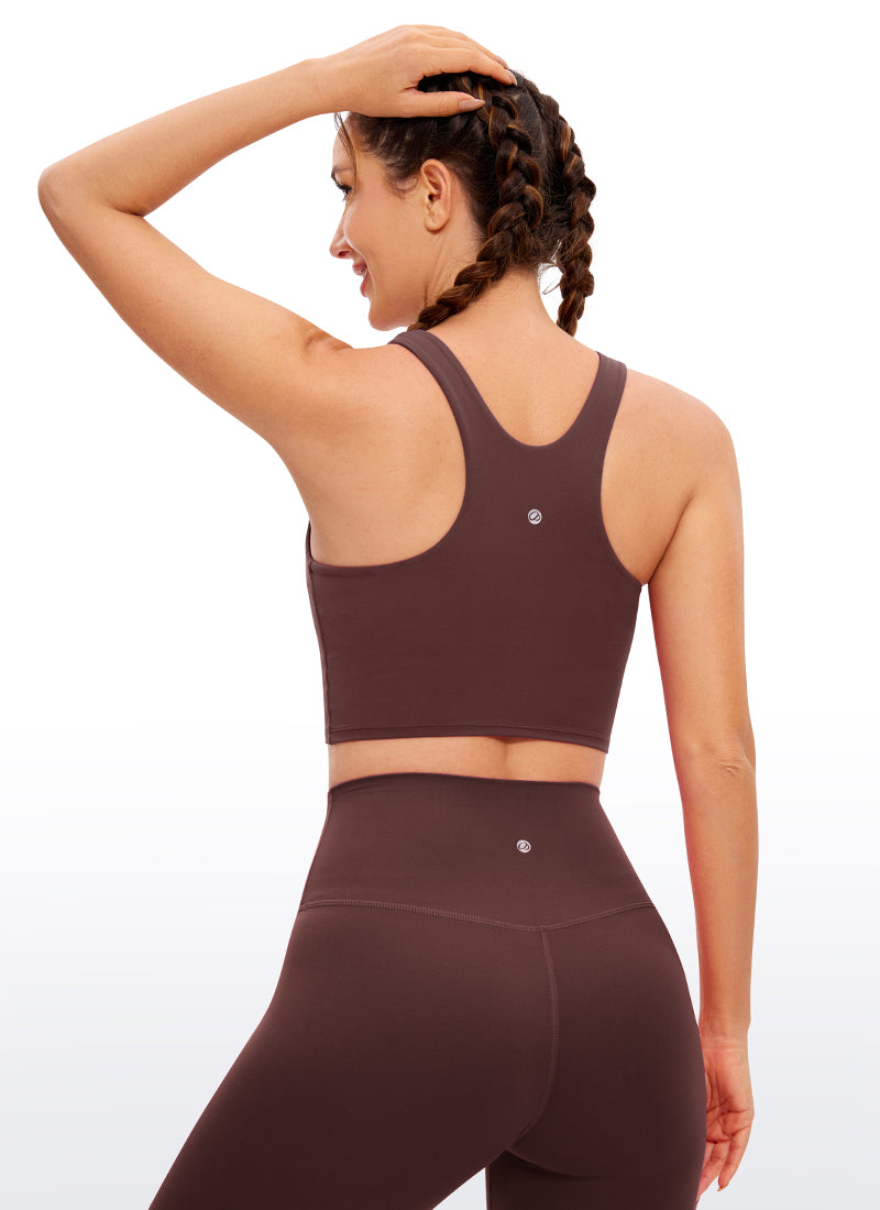 CRZ YOGA Damen Butterluxe Racerback Gepolstert Ohne Bügel Sport BH Taupe