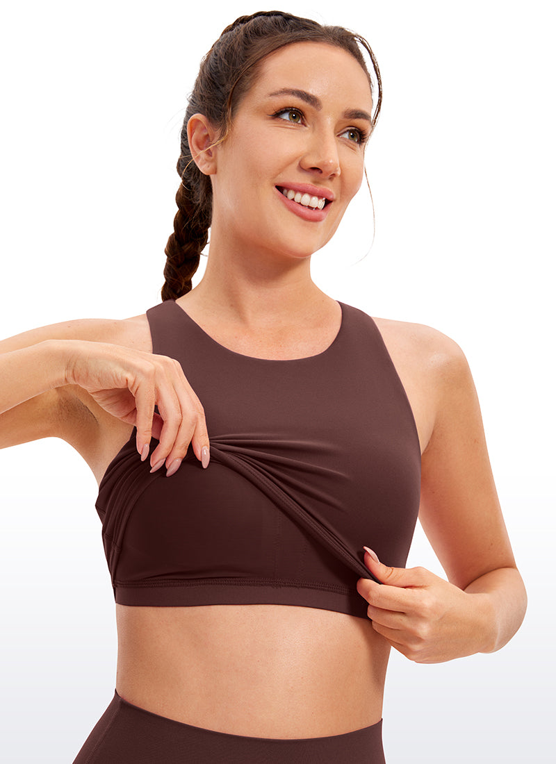CRZ YOGA Damen Butterluxe Racerback Gepolstert Ohne Bügel Sport BH Taupe