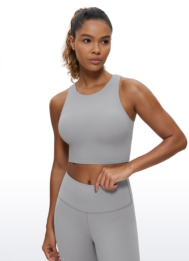 CRZ YOGA Damen Butterluxe Racerback Gepolstert Ohne Bügel Sport BH Nashorngrau