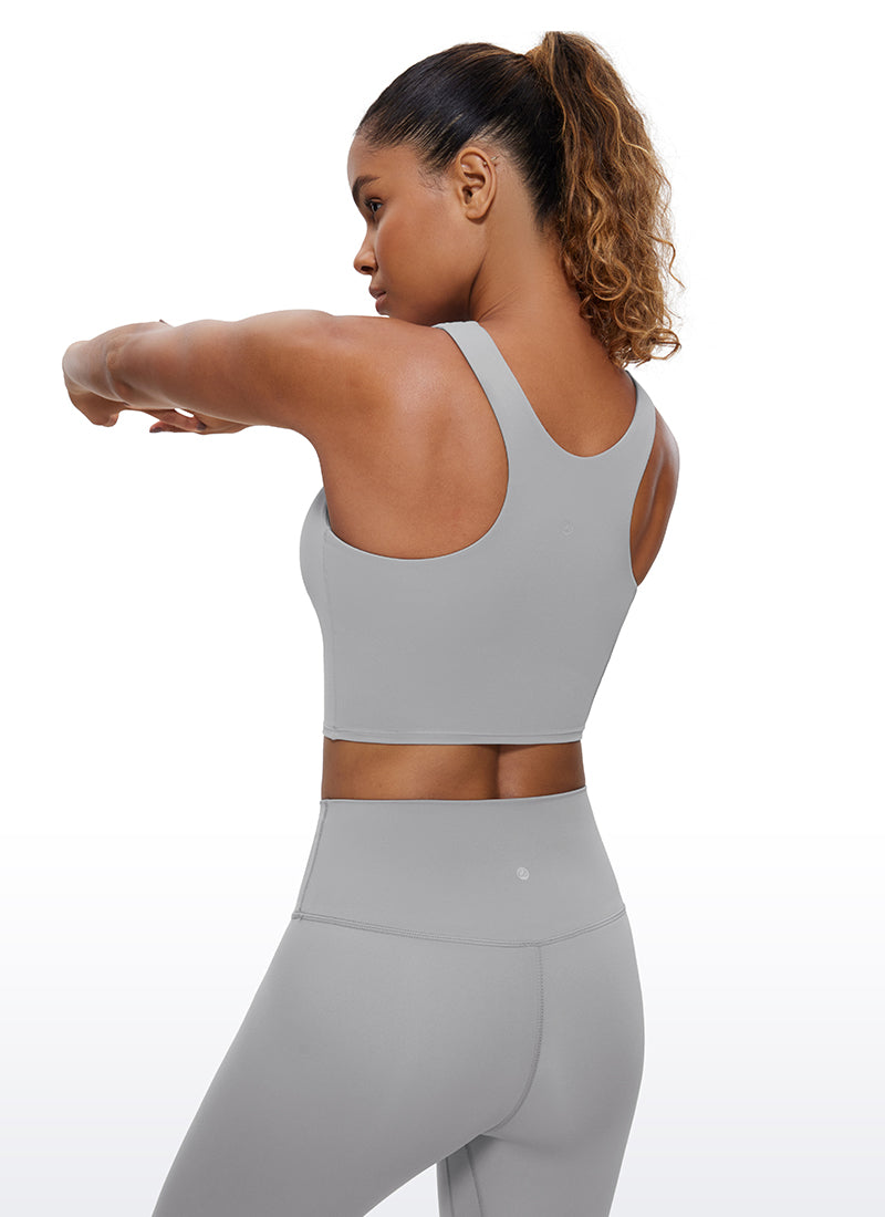 CRZ YOGA Damen Butterluxe Racerback Gepolstert Ohne Bügel Sport BH Nashorngrau