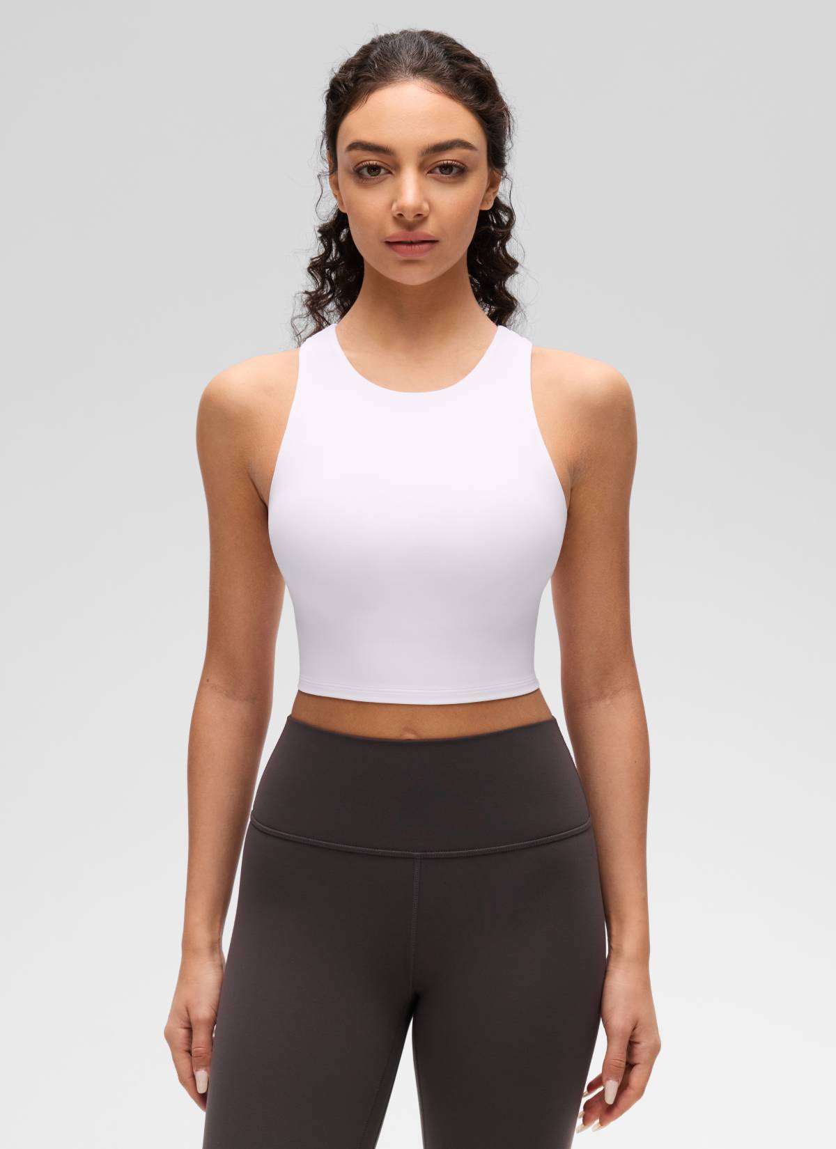 CRZ YOGA Damen Butterluxe Racerback Gepolstert Ohne Bügel Sport BH Weiss