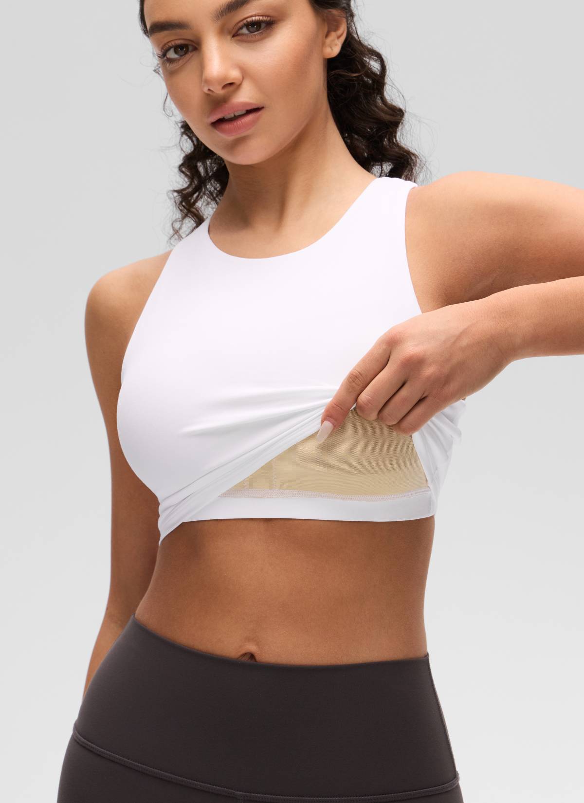 CRZ YOGA Damen Butterluxe Racerback Gepolstert Ohne Bügel Sport BH Weiss