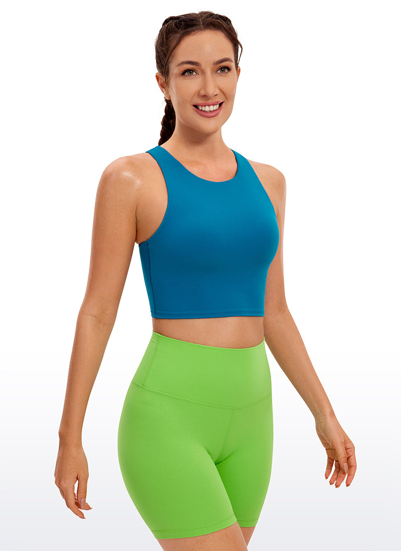 CRZ YOGA Damen Butterluxe Racerback Gepolstert Ohne Bügel Sport BH Superschallblau