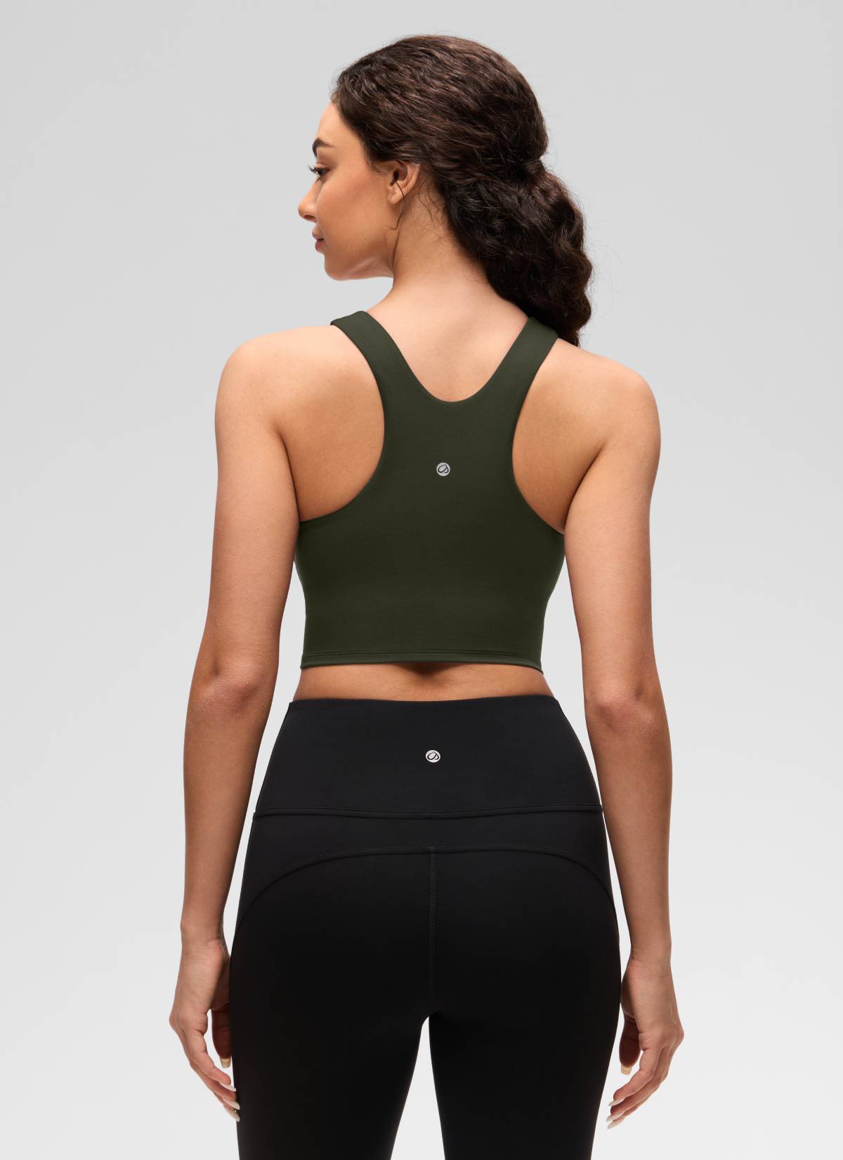 CRZ YOGA Damen Butterluxe Racerback Gepolstert Ohne Bügel Sport BH Olivgrün