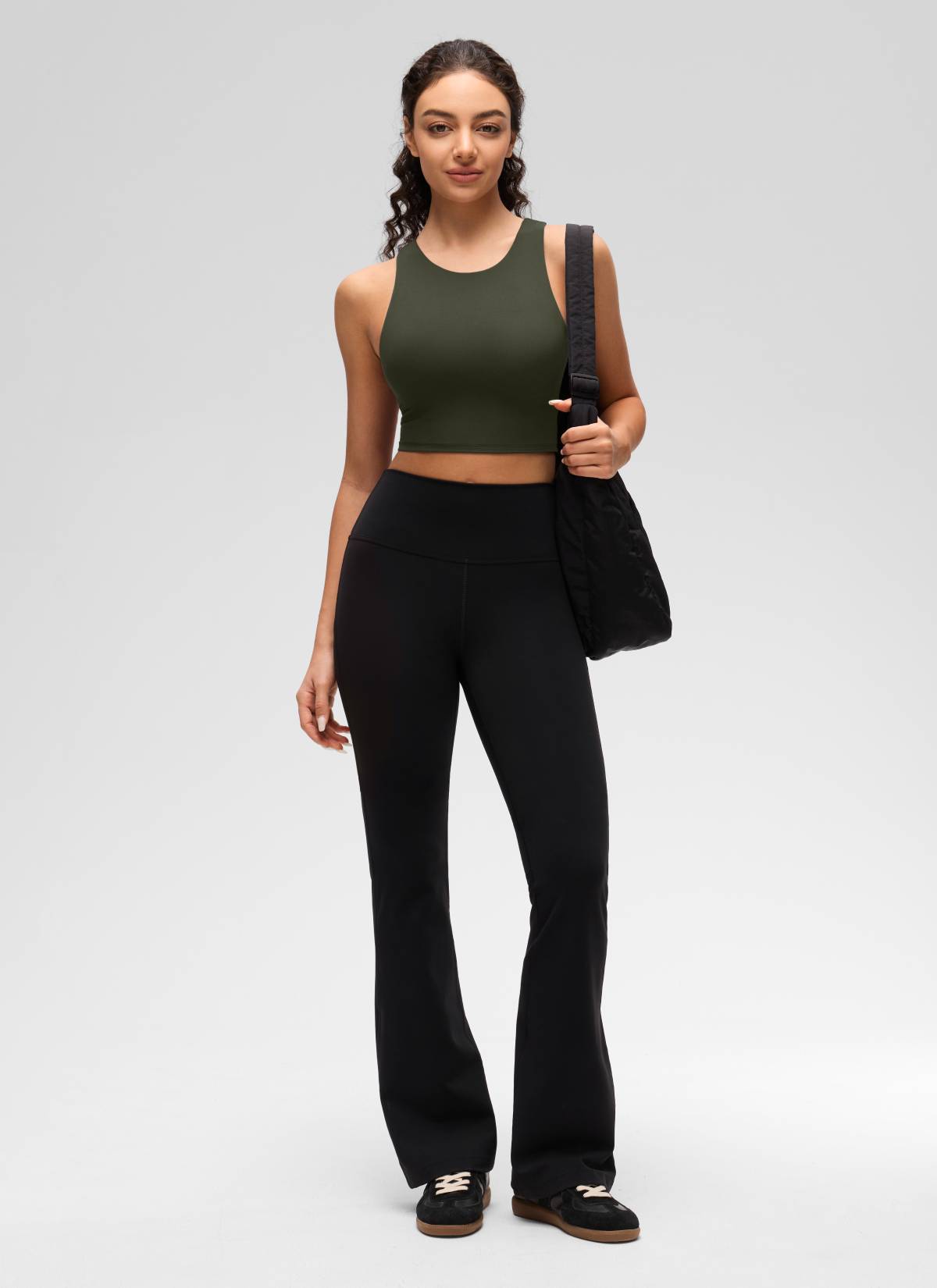 CRZ YOGA Damen Butterluxe Racerback Gepolstert Ohne Bügel Sport BH Olivgrün