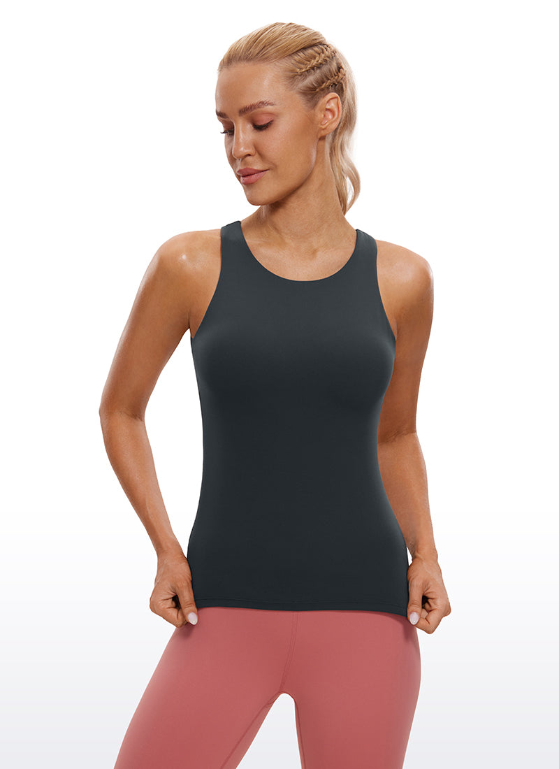 CRZ YOGA Damen Butterluxe Racerback Longline Gepolstert Tank Top Melanit