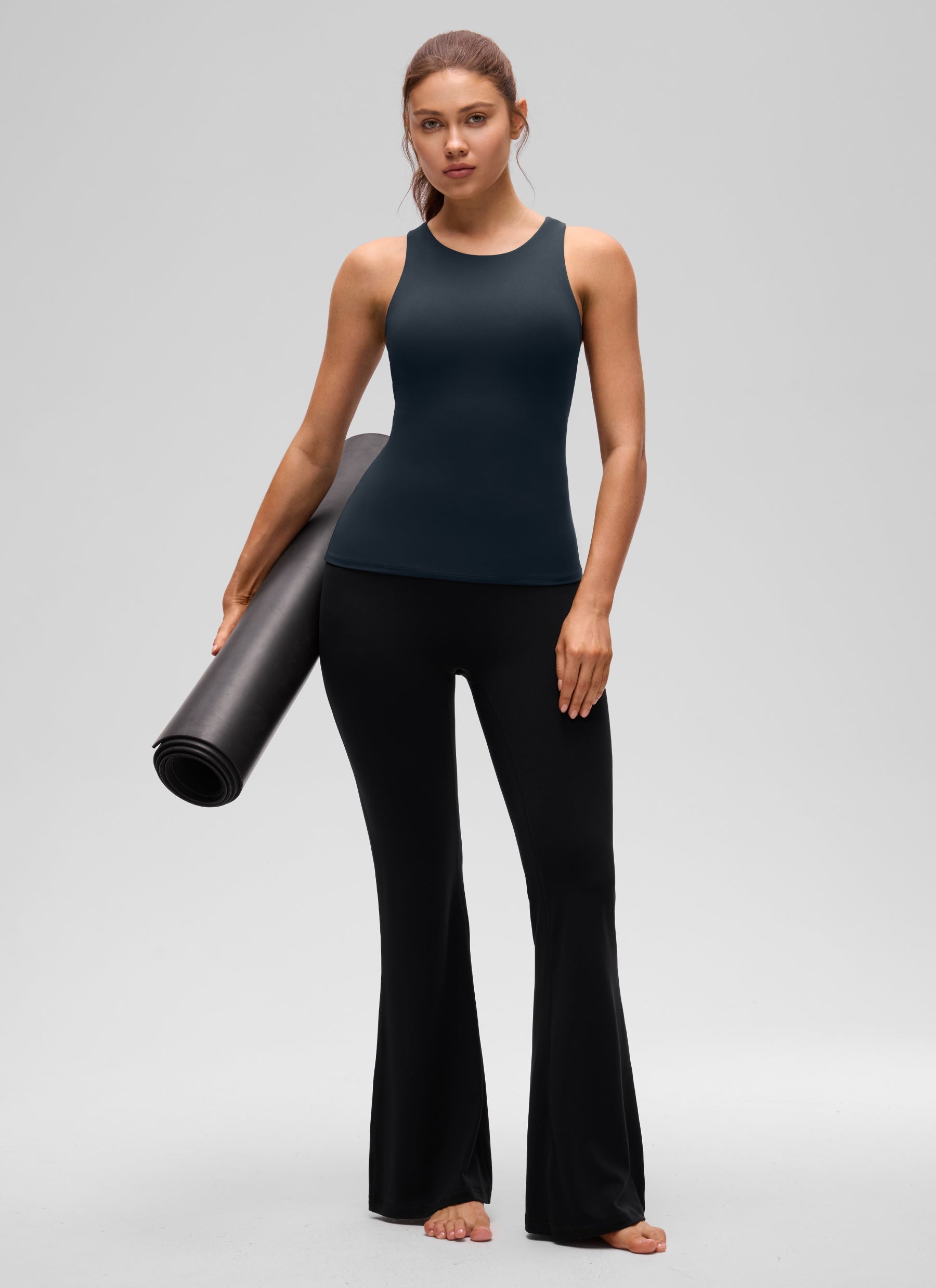 CRZ YOGA Damen Butterluxe Racerback Longline Gepolstert Tank Top Echte Marine