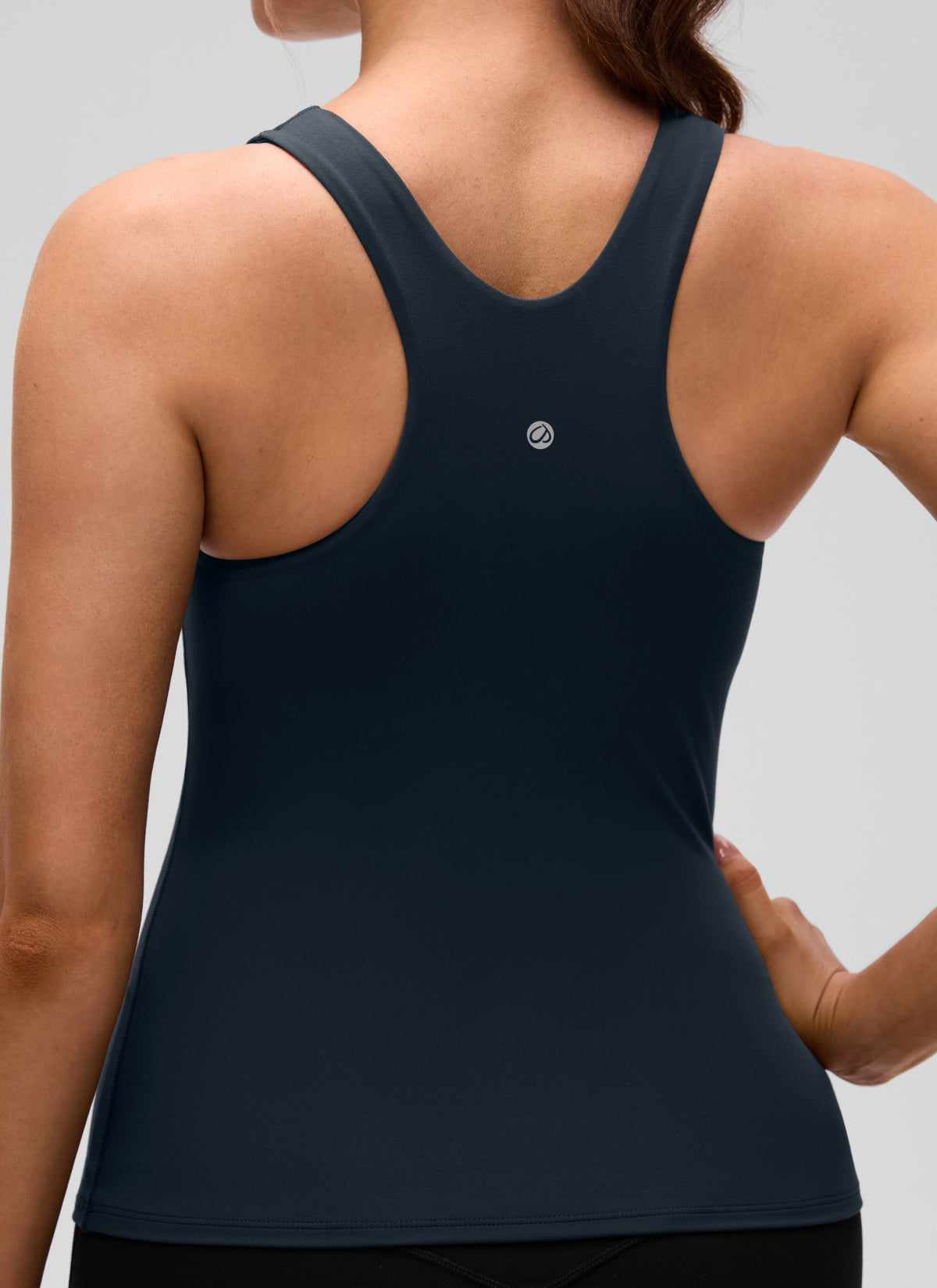 CRZ YOGA Damen Butterluxe Racerback Longline Gepolstert Tank Top Echte Marine