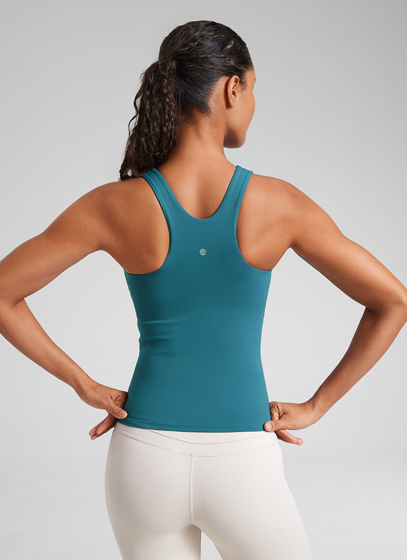 CRZ YOGA Damen Butterluxe Racerback Longline Gepolstert Tank Top Borealis-Grün