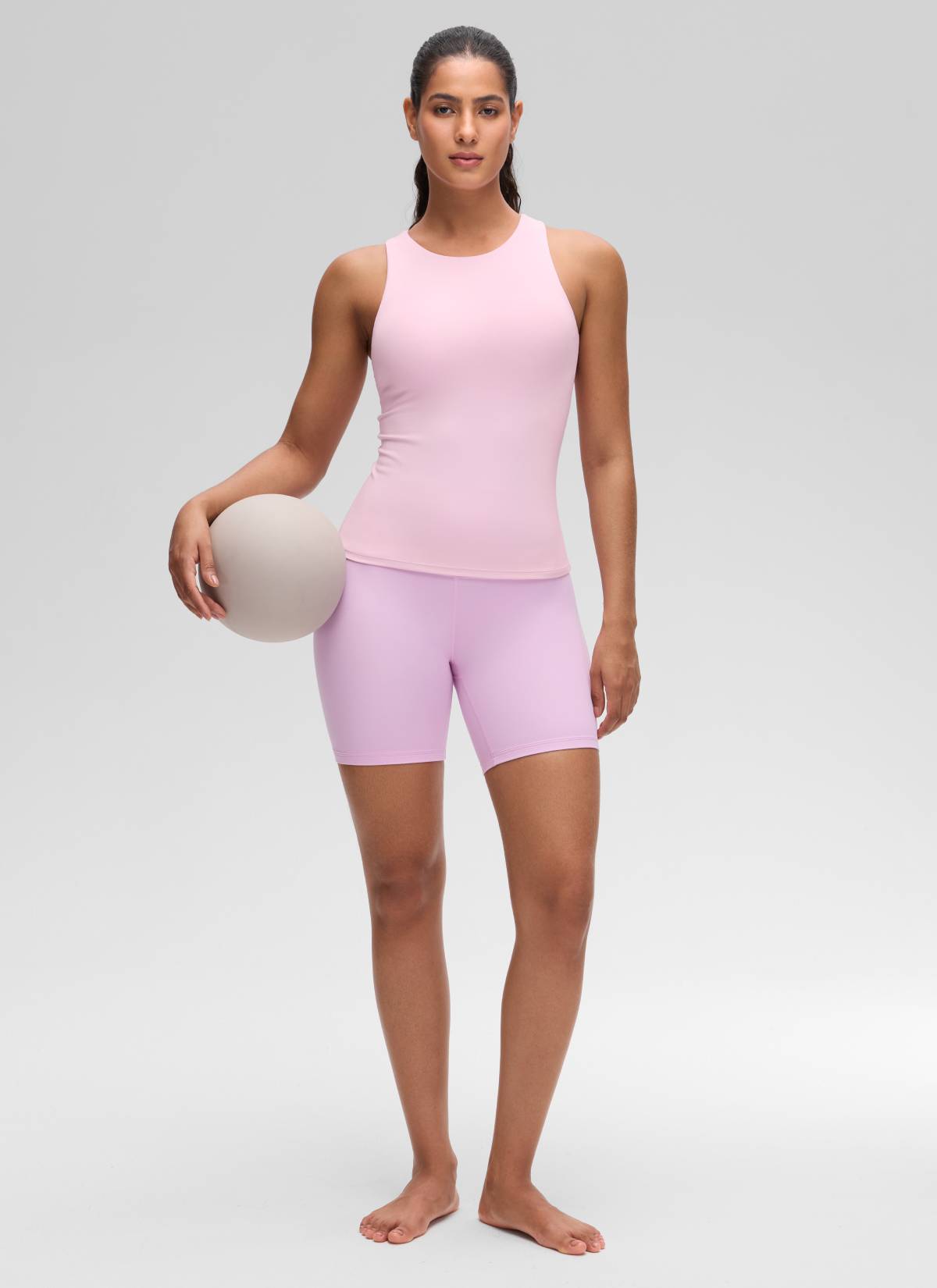 CRZ YOGA Damen Butterluxe Racerback Longline Gepolstert Tank Top Rosa Pfingstrose