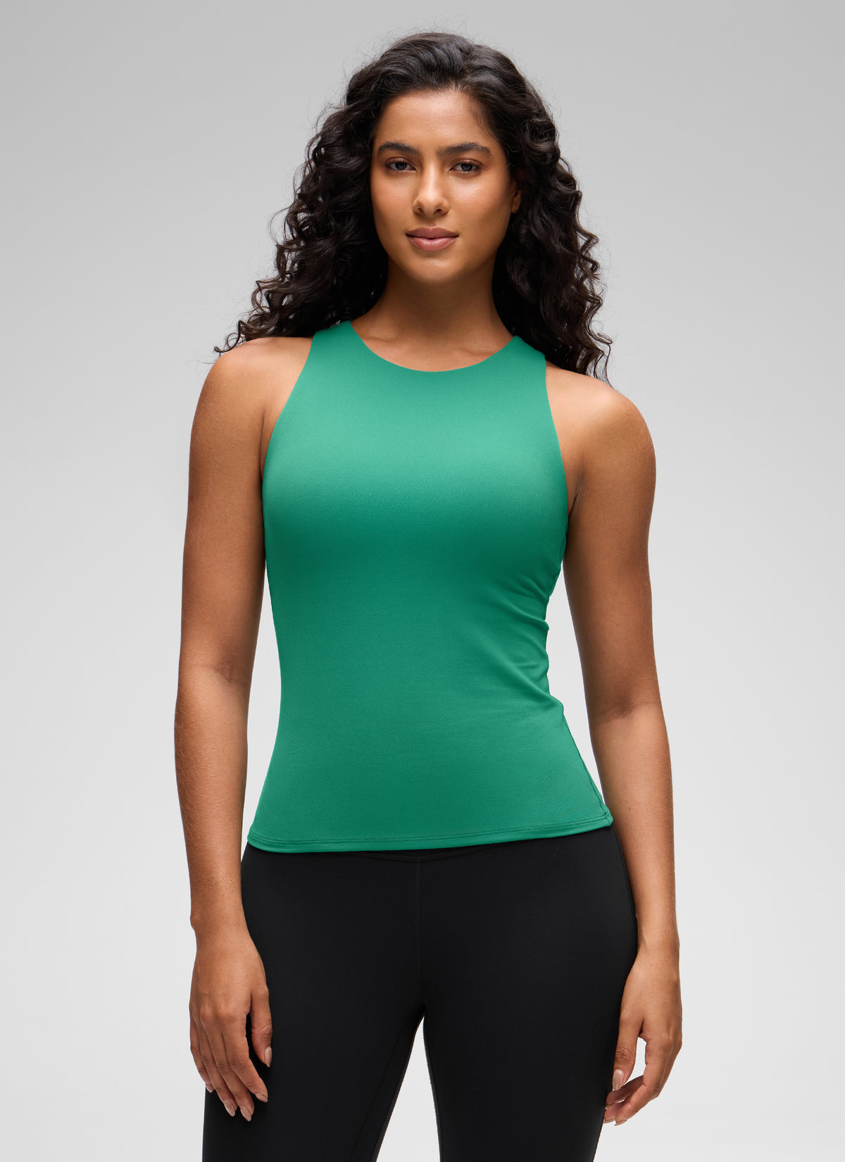 CRZ YOGA Damen Butterluxe Racerback Longline Gepolstert Tank Top Cascadia Grün