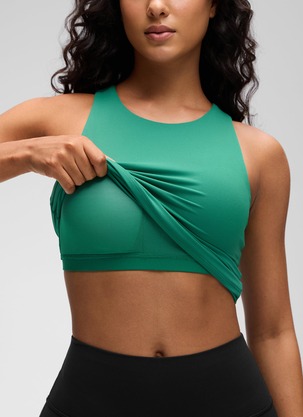 CRZ YOGA Damen Butterluxe Racerback Longline Gepolstert Tank Top Cascadia Grün