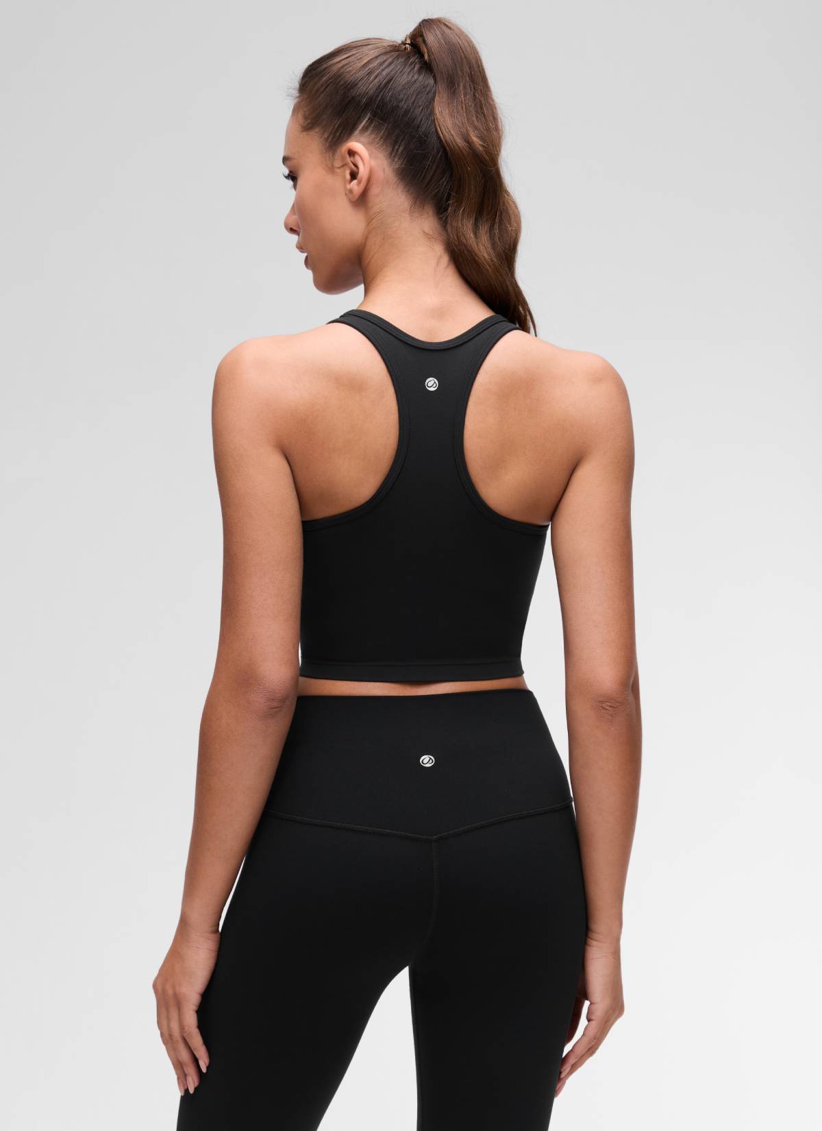 CRZ YOGA Damen Butterluxe Longline Racerback Tanktop Schwarz
