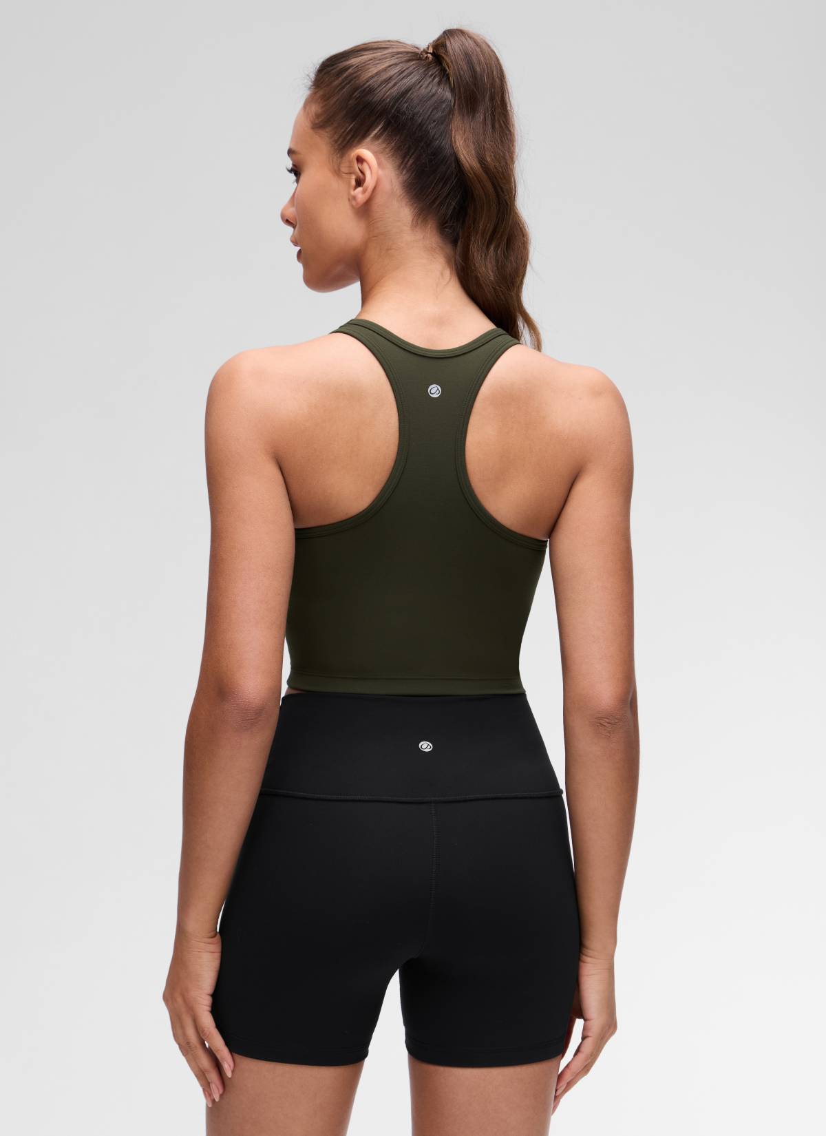 CRZ YOGA Damen Butterluxe Longline Racerback Tanktop Olivgrün
