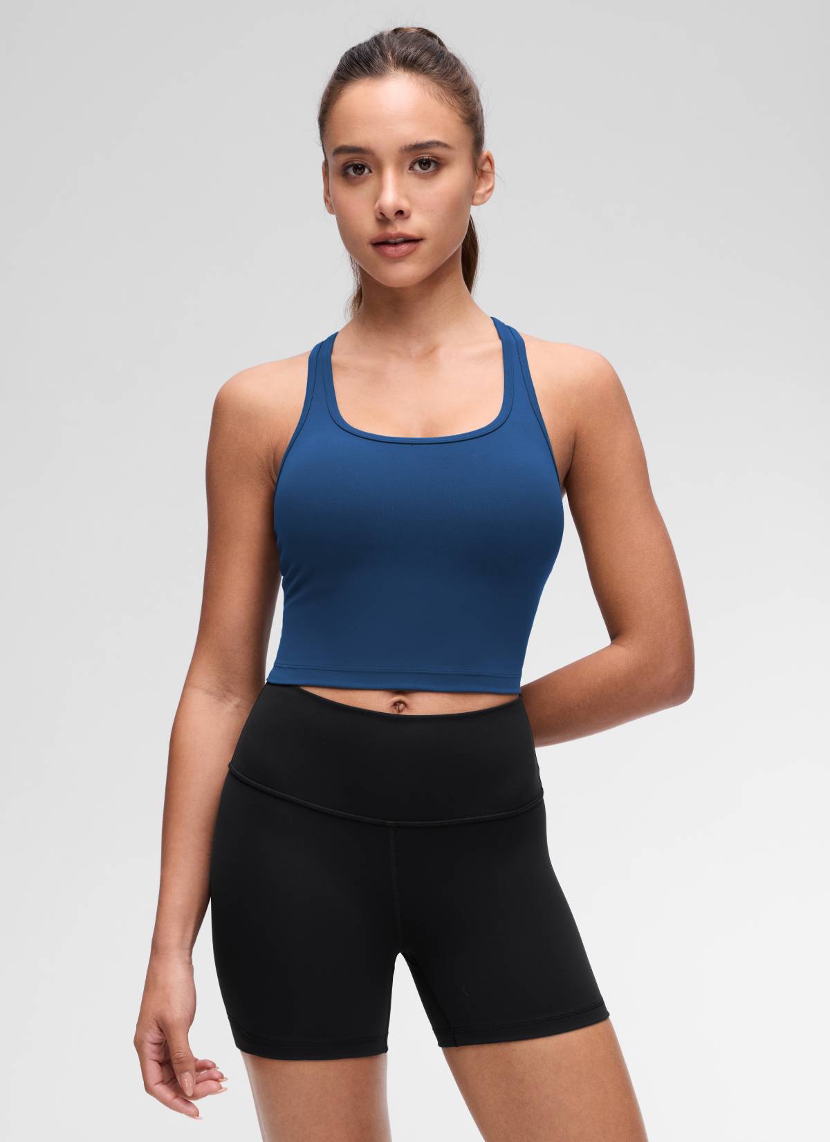 CRZ YOGA Damen Butterluxe Longline Racerback Tanktop FRANZÖSISCHE MARINE