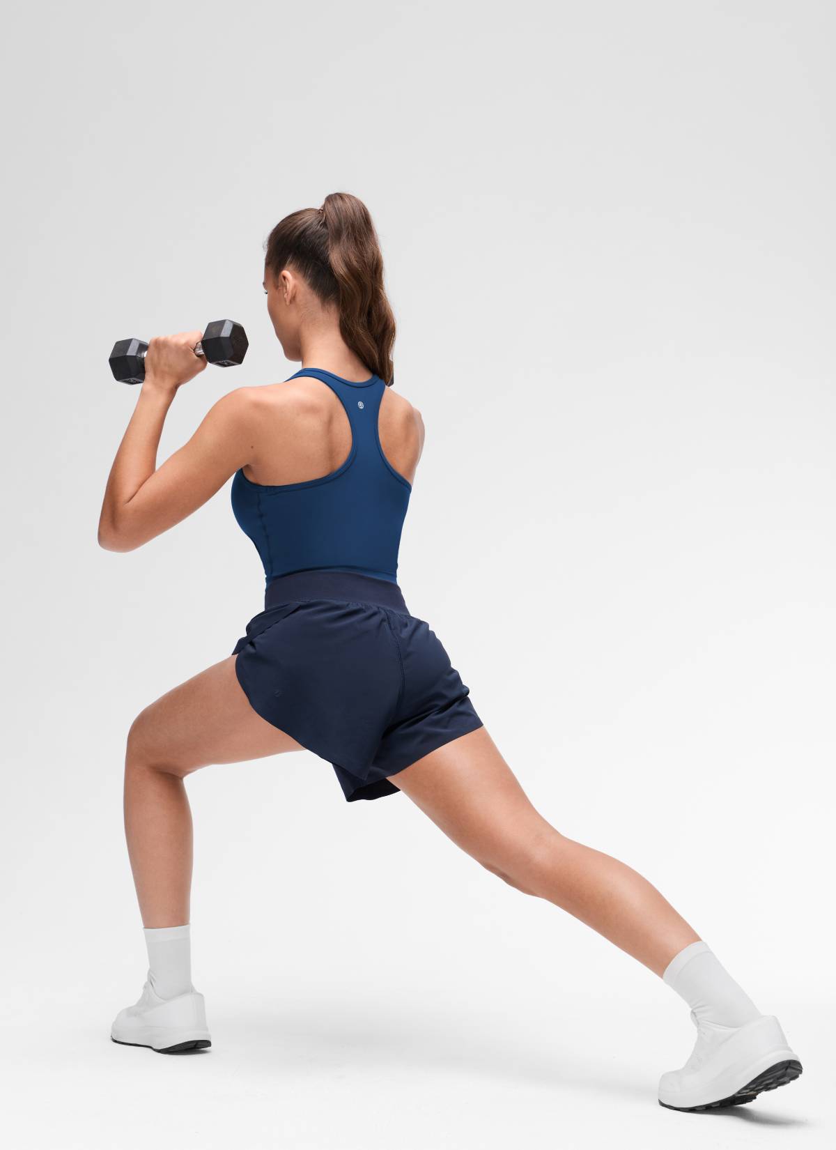 CRZ YOGA Damen Butterluxe Longline Racerback Tanktop FRANZÖSISCHE MARINE