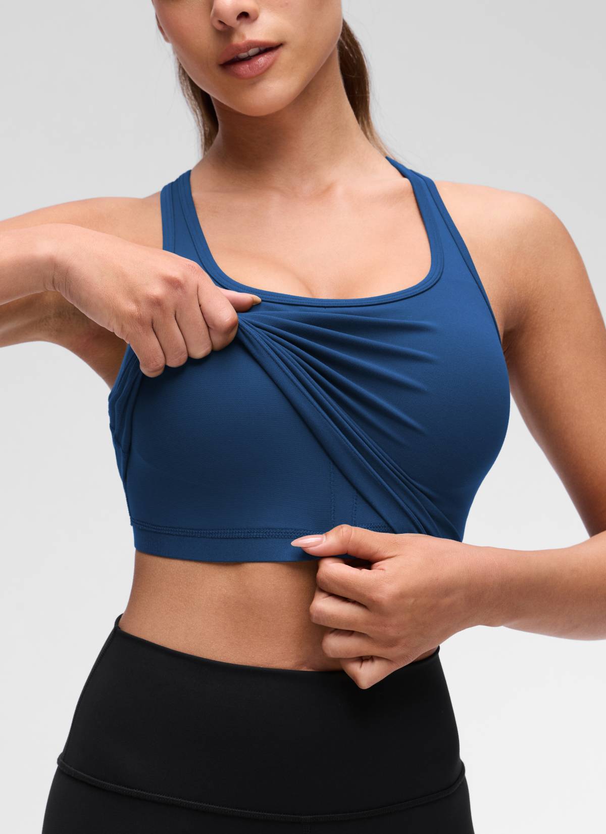 CRZ YOGA Damen Butterluxe Longline Racerback Tanktop FRANZÖSISCHE MARINE