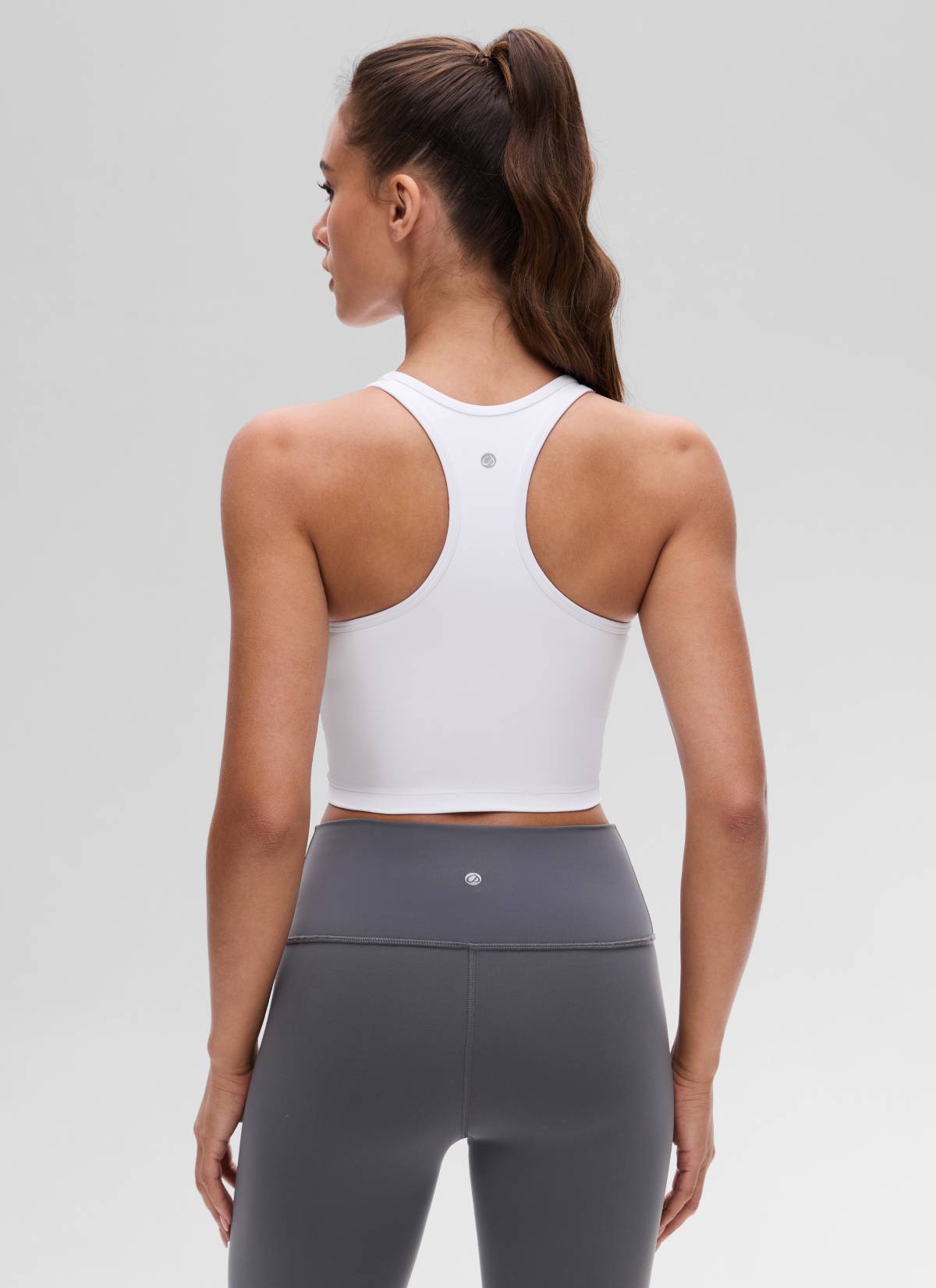 CRZ YOGA Damen Butterluxe Longline Racerback Tanktop Weiss
