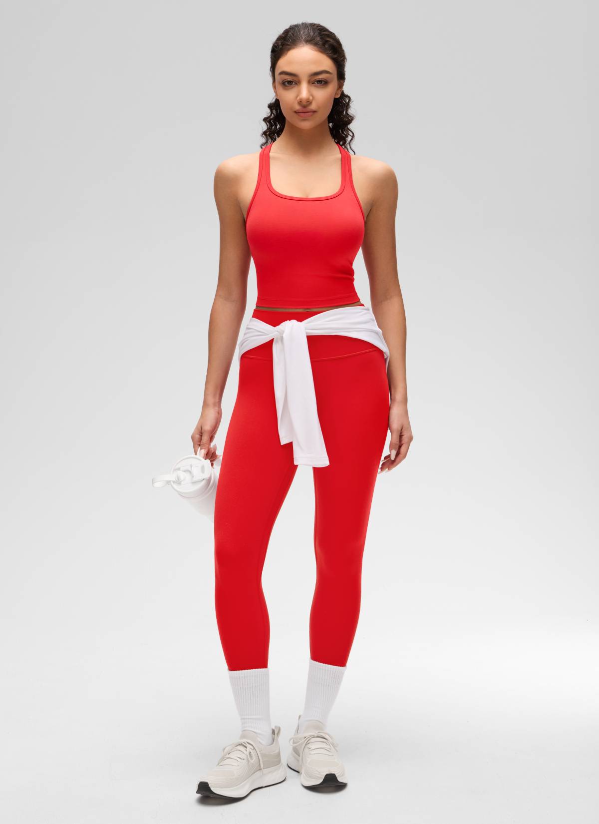 CRZ YOGA Damen Butterluxe Longline Racerback Tanktop Tiefrot