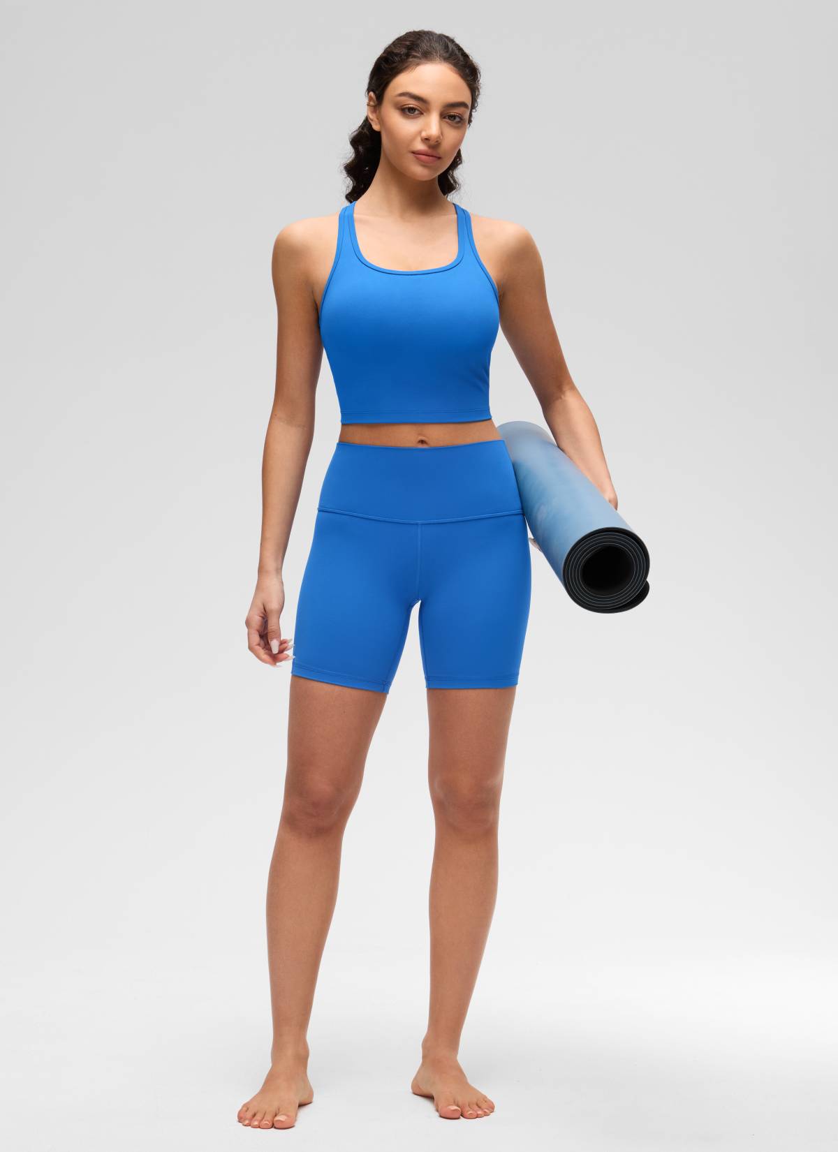 CRZ YOGA Damen Butterluxe Longline Racerback Tanktop Funkelndes Blau
