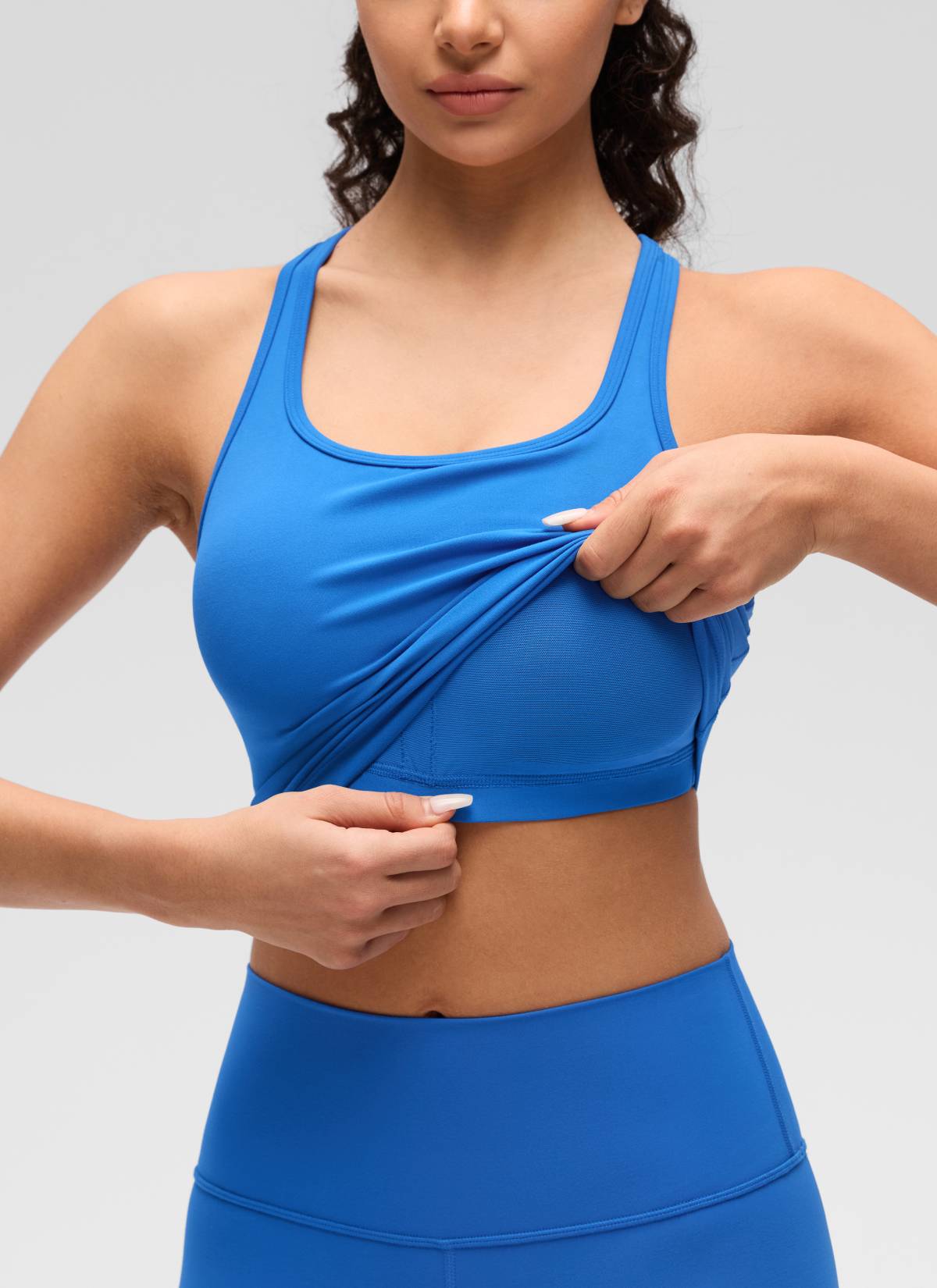 CRZ YOGA Damen Butterluxe Longline Racerback Tanktop Funkelndes Blau