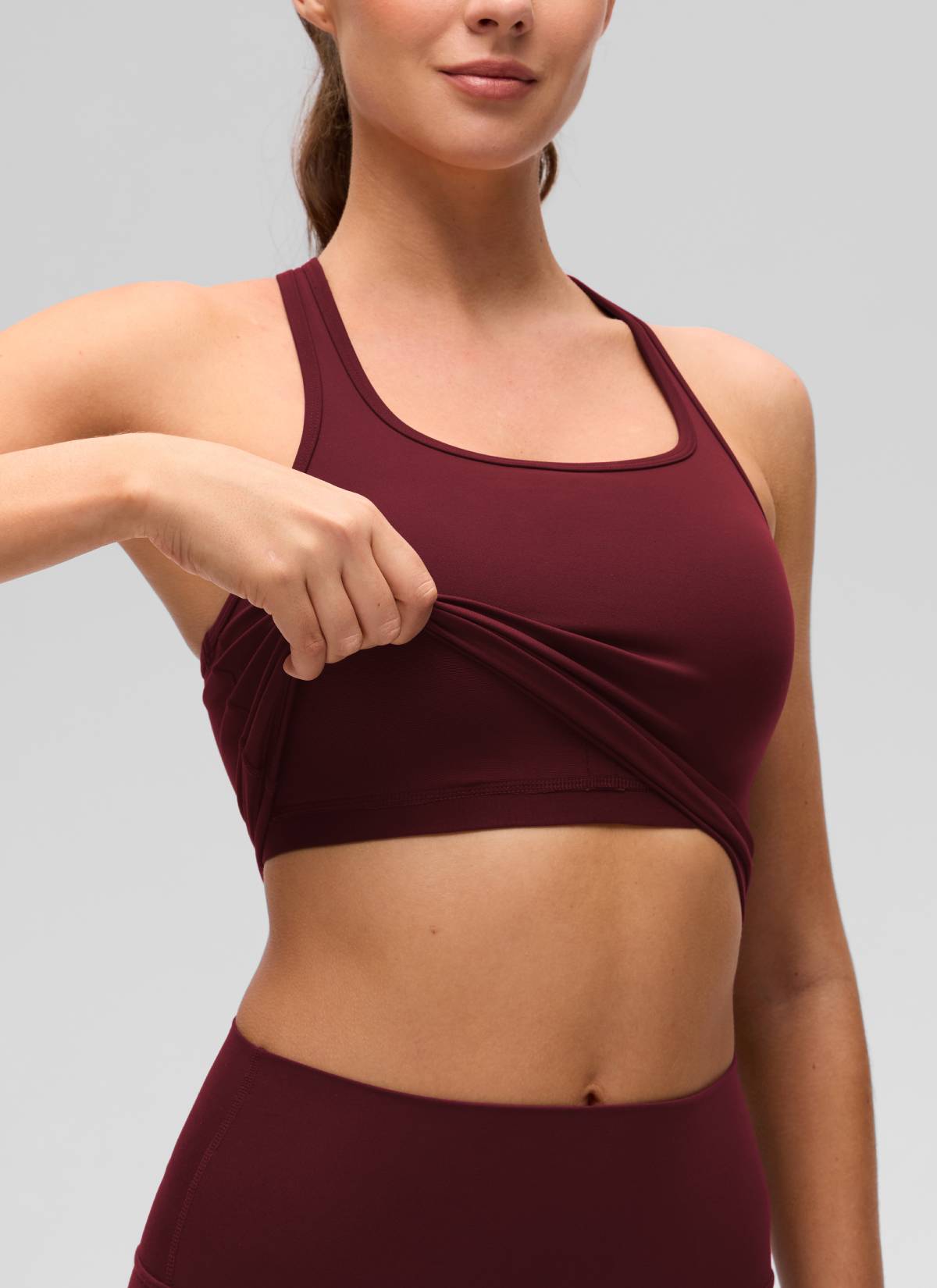 CRZ YOGA Damen Butterluxe Longline Racerback Tanktop Roter Merlot