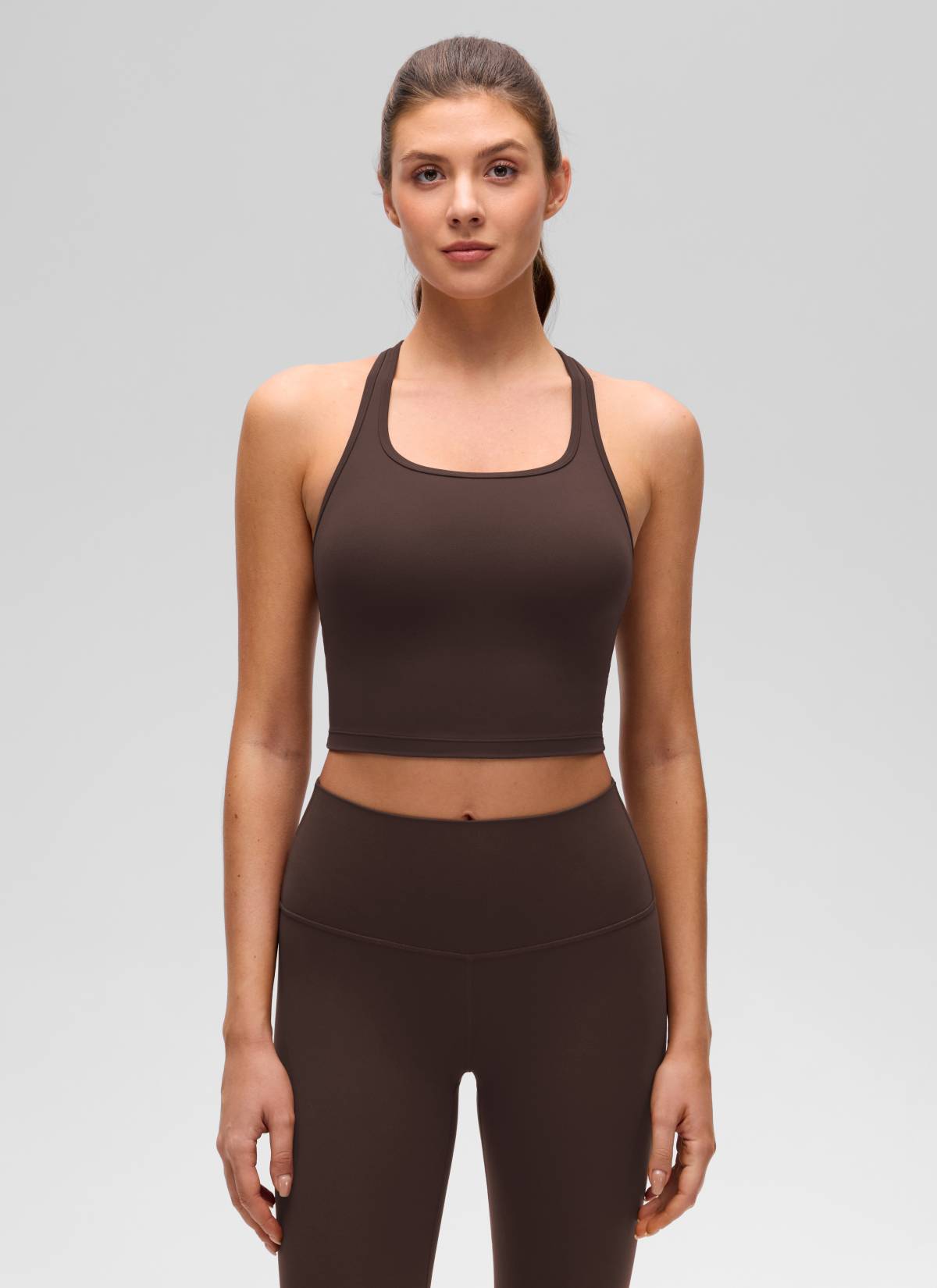 CRZ YOGA Damen Butterluxe Longline Racerback Tanktop Heißes Fudge-Brown